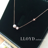 LLOYD韩国专柜正品代购 单颗珍珠锆石水钻星星吊坠锁骨项链 10K金