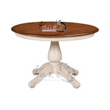欧式新古典圆形餐桌美式现代实木圆餐桌白色复古奢华餐厅包间餐桌