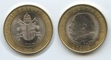 梵蒂冈 2001年 最后的里拉之1000里拉 双金属 纪念硬币