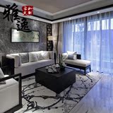 新中式实木沙发组合布艺沙发别墅会所住宅酒店样板房工程家具定制