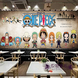 立体卡通动漫海贼王壁纸咖啡厅奶茶店西餐厅卧室壁画背景装修墙纸
