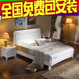 胡桃海棠色简约现代中式 全实木床橡木床1.21.51.8米储物气压高箱