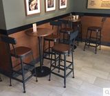 星巴克铁艺桌椅休闲咖啡厅复古实木吧台椅高脚凳酒吧凳西餐厅圆桌