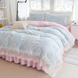 床上四件套全棉公主风蕾丝梦幻纯棉韩式1.5m床裙式床单被套1.8m床