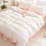 纯棉床上四件套夏季公主风床裙式全棉韩式风韩版1.8m蕾丝粉色床单