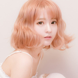 原宿韩国流行时尚冰淇淋发色yurisa同款金粉色短卷发cosplay假发