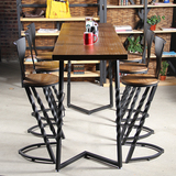 欧美复古铁艺实木吧台桌椅 咖啡休闲酒吧吧台桌椅 餐厅桌 吧台椅