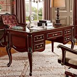 欧式实木书桌书房家具仿古办公桌 美式写字台电脑桌组合美式家具