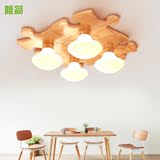 唯简led实木DIY吸顶灯北欧组合木质日式灯宜家风格创意客厅卧室灯