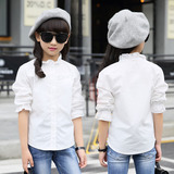 儿童衬衣女童衬衫长袖纯棉上衣外套白色中大童夏季春秋装T恤韩版