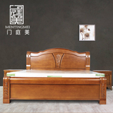 门庭美橡木雕花床 现代简约橡木床 1.8m经济成人床 卧室双人床