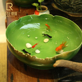 陶瓷金鱼缸生态乌龟缸景德镇大码陶瓷盆中式古典中型大型青花鱼盆