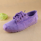 春季老北京布鞋情侣鞋时尚潮低帮系带帆布鞋小白鞋紫色平跟女单鞋