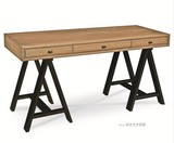 美式乡村复古实木电脑桌书桌北欧办公桌写字桌写字台设计师可定做