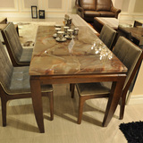 高档实木水曲柳餐桌天然大理石方桌子 现代简约餐桌