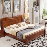 高档现代中式实木床 橡胶木床双人床 1.5 1.8米大床 高箱储物床