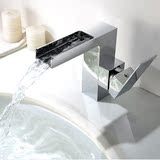 瀑布出水 面盆龙头  冷热 全铜材质 浴室 洗手间 洗手盆水龙头