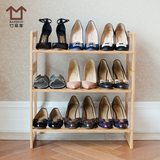 客厅简易鞋架可组装创意竹木置物架鞋柜层架落地小鞋架收纳储物架