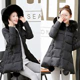 韩版冬季新款大码女士中长款时尚A字版斗篷大摆加厚羽绒服棉服