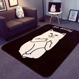 潮牌欧美竖中指鄙视猫地毯黑白长方形个性创意拍照地毯门垫玄关垫