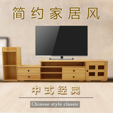 松木简易电视柜茶几组合现代简约超薄迷你简单组装全实木伸缩家用