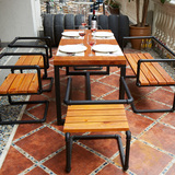 美式复古餐桌水管风格铁艺实木餐桌椅创意办公会议桌咖啡厅桌椅