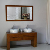 现代中式实木浴室柜 落地式 洗脸盆柜组合台上盆卫浴柜整体洗手盆