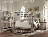 美式实木床 欧式雕花双人床 法式地中海实木床 高档卧室床 做旧床