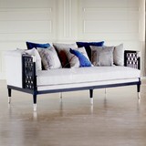 栀初高端定制家具美式欧式休闲沙发新古典实木三人布艺沙发椅JM49