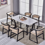 北欧餐桌椅组合套实木日式餐桌小户型创意饭原木色家具大理石餐桌