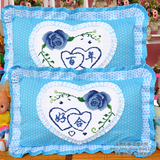 包邮十字绣抱枕精准印花韩式情侣结婚庆礼纯棉枕头套一对百年好合