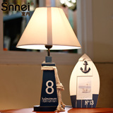 创意地中海风格灯饰木质摆件桌面床头小台灯客厅样板房装饰台灯