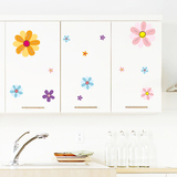 卧室墙面装饰彩色田园卡通小花朵厨房柜子冰箱柜门墙贴纸贴画防水