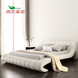 韩式真皮床双人床/婚床1.8米现代简约时尚软体床/皮艺床包邮安装