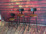loft美式酒吧椅 铁艺实木餐椅咖啡厅桌椅 休闲复古高脚吧台椅凳子