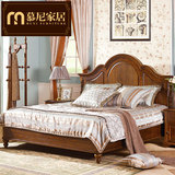 美式乡村床实木床双人床婚床1.8米高箱储物床白蜡木大床美式家具