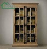 出口外贸原单法式复古实木家具天地锁展示柜储物柜卧室双门书柜