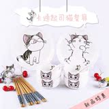 包邮卡通套装碗筷骨质瓷儿童餐具套装起司猫陶瓷碗筷勺礼品碗套装