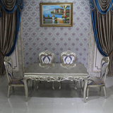 欧式西餐厅椅子香槟银箔实木餐台简约时尚高档新古典餐桌餐椅组合
