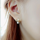 韩国代购新款小蝴蝶珍珠纯银耳针耳钉女简约气质装饰耳环生日礼物