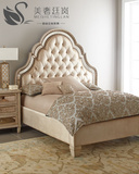梅林达后现代新古典美式欧式简约雕刻纯实木卧室实木简欧双人床