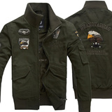 新款春装男士美国空军一号军装夹克男加绒加厚工装夹棉外套