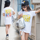 女童短袖t恤 夏装中大童上衣卡通中长款半袖公主屋潮韩版儿童体恤