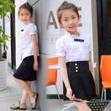 女童衬衫短袖夏季韩版2016新款公主屋童装中大童上衣儿童白色衬衣