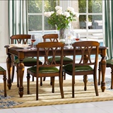 美式乡村实木餐桌长方形饭桌现代简约餐厅家具6人餐桌椅组合桌子