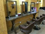 创意实木梳妆剪发化妆镜子复古单面壁挂镜发廊理发店双面美发镜台