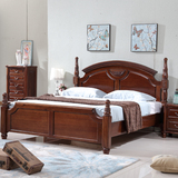 全实木床1.8米黑胡桃木床高箱双人床欧式新古典卧室家具 美式乡村