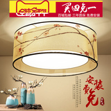 新中式客厅圆形吸顶灯手绘花鸟中国风梅花餐厅灯卧室布艺简约灯具