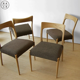 实木餐椅 简约现代白橡木餐桌椅组合日式宜家圆腿餐椅子住宅家具