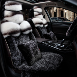 汽车坐垫四季通用亚麻座套全包卡通布艺可爱坐套冬季短毛绒座垫女